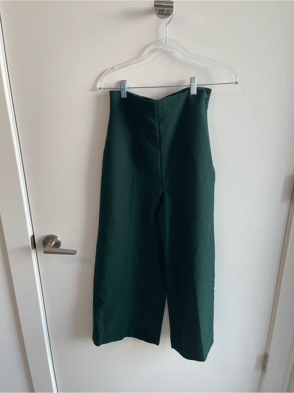 Zara High-Waist Wide Leg Pants in Dark Green